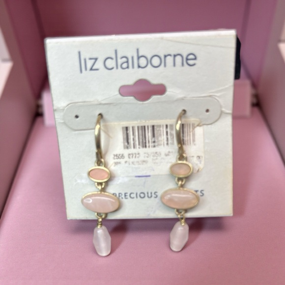 Liz Claiborne Jewelry - Liz Claiborne Vintage Pink and Gold Dangle Earrings